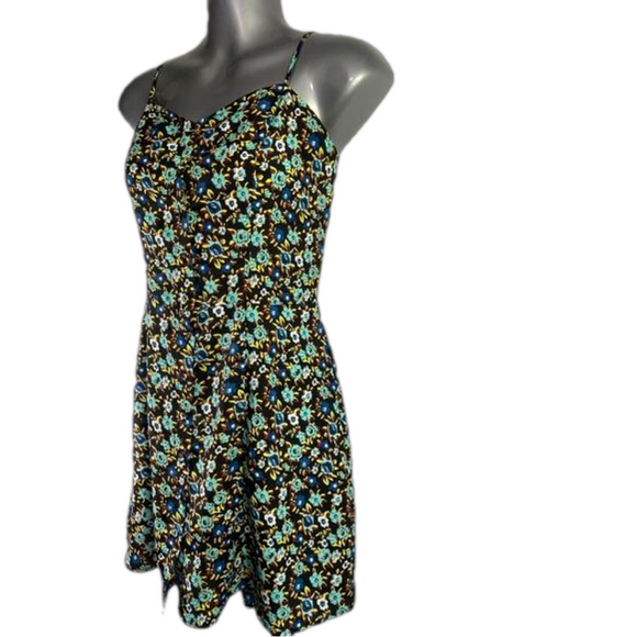 Volcom black, yellow, blue & white floral strappy Corset sundress SKU0581 - Picture 5 of 12